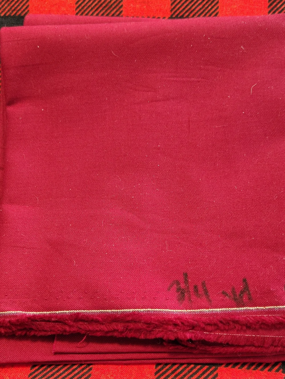 Solid Deep Red Cotton Fabric - Rich Berry Color - 3/4 Of A Yard